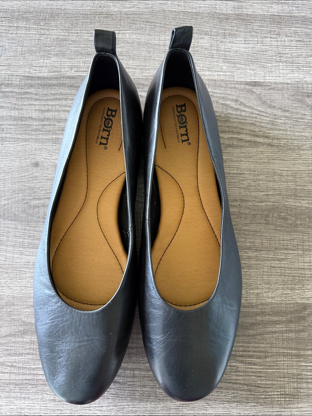 Born Women's Black Leather Slip-On Ballet Flats